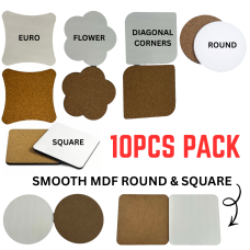 MDF Bar Coaster Dye Sublimation ink Heat press Transfer Printing - Cork Base (10pcs)