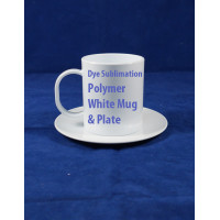Polymer Plastic WHITE Mug & Saucer(15cm) Set BEST FOR SUBLIMATION INK