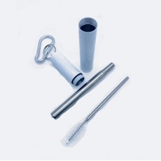 Sublimation Collapsible Stainless Steel Straw with Carabiner Clip Case and Brush Set